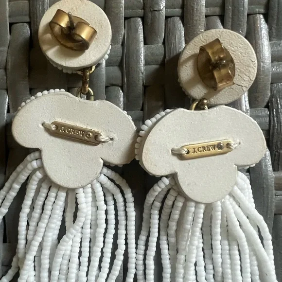 J. Crew White Beaded Earrings - Picture 3 of 4